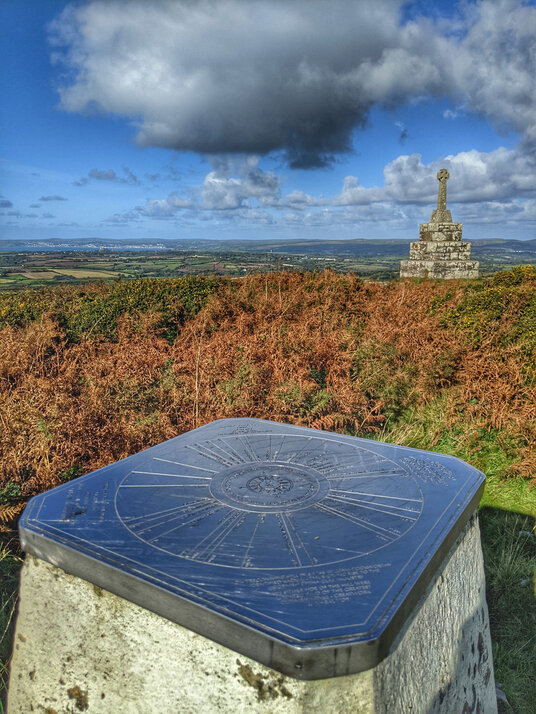 Trig Point and Memorial Cross on Tregonning Hill