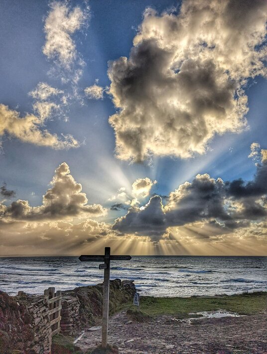 Signpost on the Trevose Head coast path