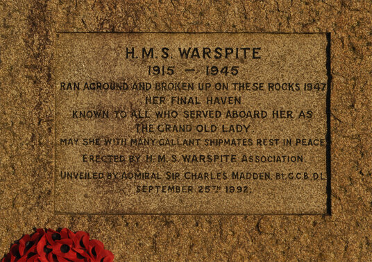 The memorial to HMS Warspite