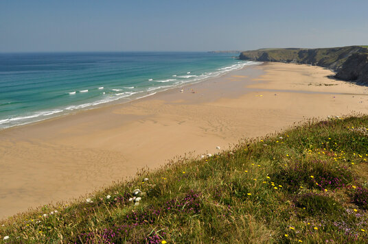 View of Watergate Bay from the coast path