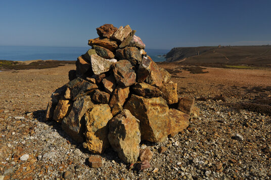 Cairn on the Wheal Charlotte tips