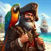 A pirate with a parrot on his shoulder