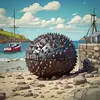 A sea mine on the beach